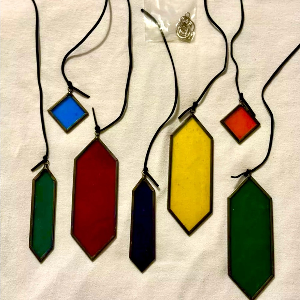 Seven Pieces Rainbow Colors Geometric Stained Glass